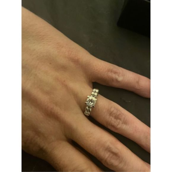 SQUARE WHITE SAPPHIRE N SILVER RING - Picture 1 of 5